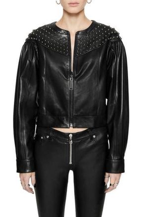 Rebecca Minkoff Ozzy Studded Leather Jacket in True Black at Nordstrom Rack, Size Large