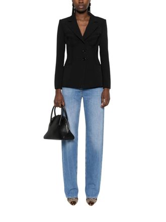 Elisabetta Franchi Sky Blue Straight Mid Rise Jeans