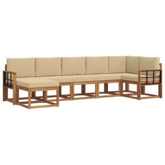 vidaXL Conjunto De Sof&aacute;s De Exterior Con Coj&iacute;n 7 Pcs Natural Y Beige Vidaxl