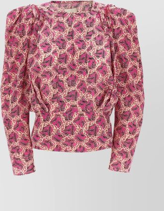 Isabel Marant printed blouse with buttoned cuffs and ruched shoulders