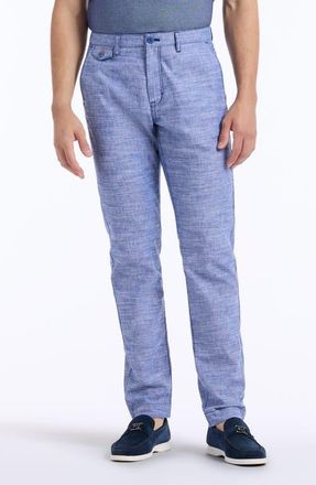 Robert Graham Dixton Straight Leg Cotton & Linen Pants in Indigo at Nordstrom, Size 35