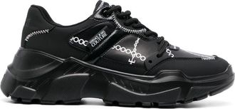 Versace Jeans Couture chain-link print leather sneakers - men - Fabric/Calf Leather/Polyurethane/Rubber - 39 - Black