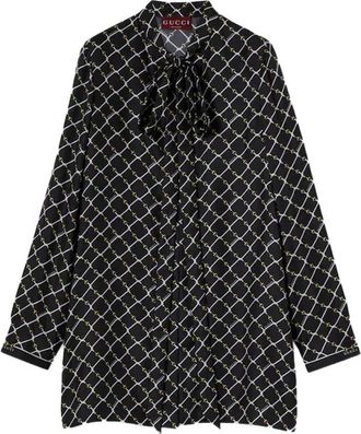 Gucci Neck-Tie Short Dress - Dames - Korte kleedjes - Zwart - M - Kleedjes