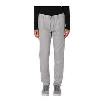 Eleventy Slim-fit Trousers, male, Gray, Size: W31 Drawstring Pleated Trousers