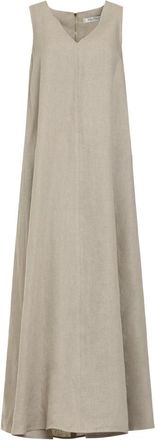 Max Mara Simeone Linnen Jurk - Dames - Maxi kleedjes - Beige - XS - Linnen - Kleedjes
