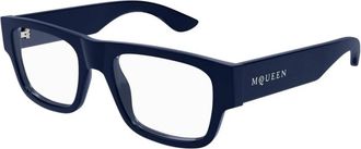 Alexander McQueen Am 0511O 003 Optisch Montuur - Heren - Brillen - Blauw - 53 MM - Accessoires
