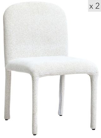 Nordlys Set of 2 Scandinavian Dining Chairs in Fabric in Beige
