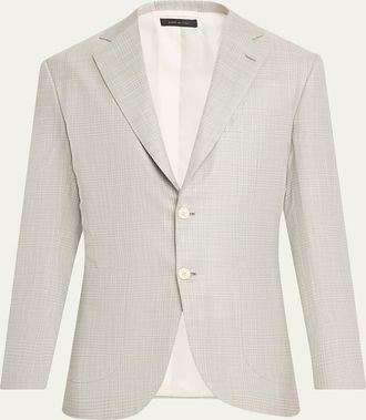 Brioni Mens Wool Plume Plaid Single-Breasted Sport Coat