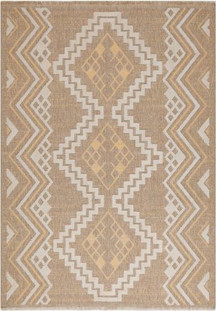 Nazar Rugs Alfombra interior/exterior aspecto yute &eacute;tnico amarillo - 160x230