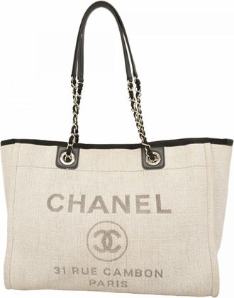 Chanel Gray Canvas Tote Bag (Pre-Owned)