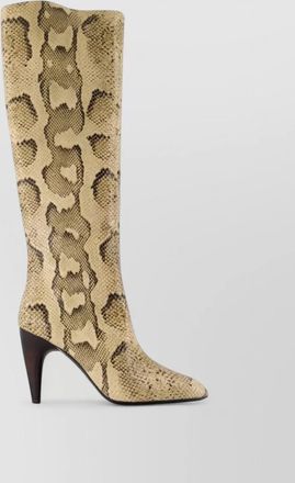 Isabel Marant leather snake-effect high heel knee-high boots