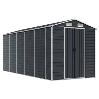 Berkfield Home Garden Shed Anthracite 191x470x198 cm Galvanised Steel in Dark Grey | Size: 191 x 470 x 198 cm