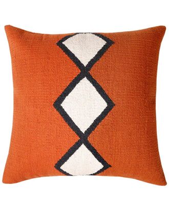 LR Home Modern Woven Diamond Orange Decorative Pillow