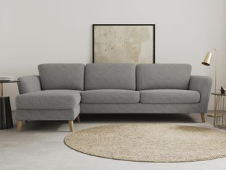 HOME AFFAIRE Ecksofa »MARSEILLE (279/152cm),L-Form, Rec. rechts/links, verschiedene Bezüge« Massivholzbeine Eiche, Landhausstil, Wellenunterfederung