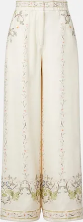 Agua Bendita Tota floral linen wide-leg pants