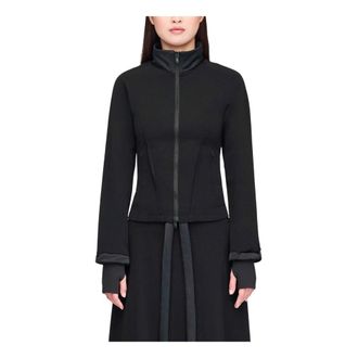 Yohji Yamamoto Light Jackets, female, Black, S, Felpa Fitted Imbottita