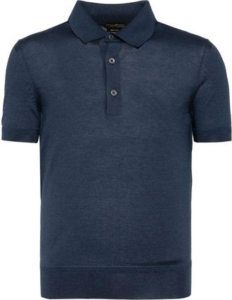 Tom Ford short-sleeved polo shirt - men - Cashmere/Silk - 46 - Blue