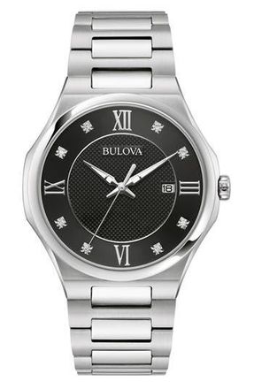 Bulova Classic Diamond Bracelet Watch, 41mm x 8mm in Silver at Nordstrom Rack