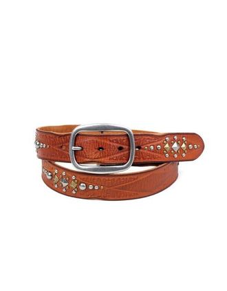 OLD TREND Legend Genuine Leather Bold Studded Statement Belt in Camel at Nordstrom, Size Medium