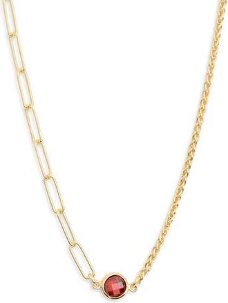 Meshmerise Mix Chain Oval Crystal Necklace in Gold/Dark Red at Nordstrom Rack