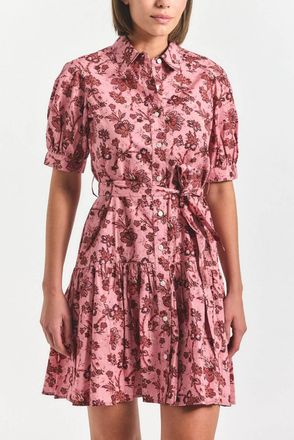 Derek Lam Floral Shirt Dress In Pink