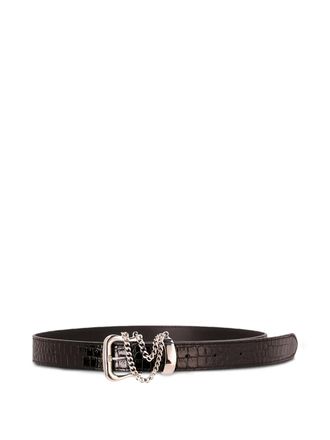Alessandra Rich crocodile-effect chain-detail belt - Black