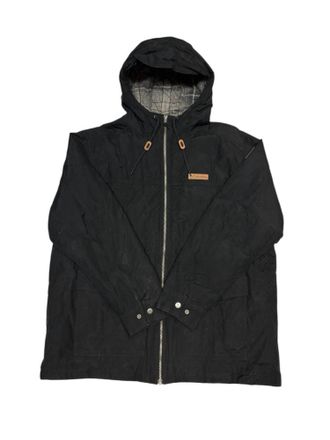 Columbia Mens Hooded Jacket With A Plaid Inner Lining In Black