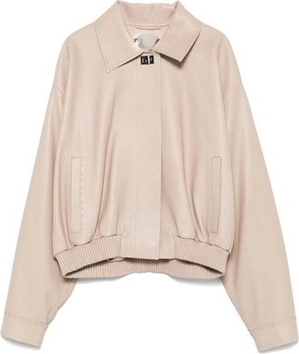 Fendi Leren Bomberjack - Dames - Bomber jackets - Beige - XS - Leer - Jassen