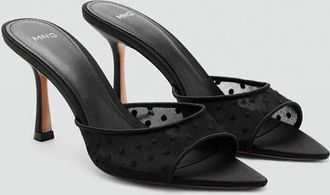 Mango Sandali pizzo tacco nero - Donna - 35 - MANGO