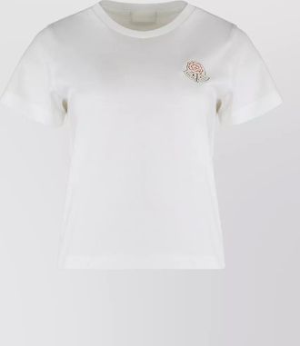 Moncler crew neck cotton t shirt embroidered detail