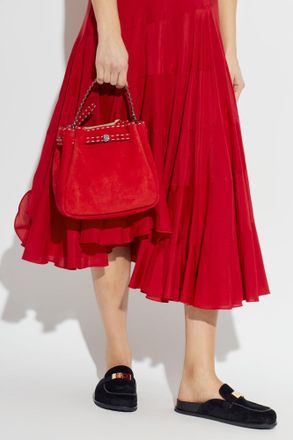 Tory Burch Romy Pick Stitch Hand Bag, Womens, Red