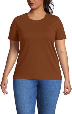 Lands End Supima Cotton Crewneck T-Shirt in Rich Ginger Brown at Nordstrom, Size 2X