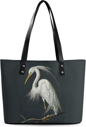 Generic Great Egret Tote Bags for Women Cute Shoulder Purses Handbags