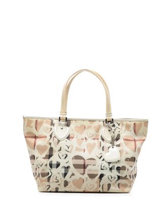 Burberry 2000-2017 House Check Coated Canvas Hearts Gracie tote bag - Marrone