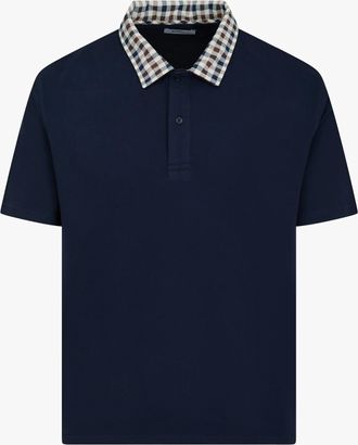 Aquascutum Mens Polo Shirt in Dark Blue Cotton - Size X-Large