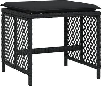 vidaXL Taburetes De Jard&iacute;n Con Cojines 4 Uds Rat&aacute;n Pe Negro 41x41x36cm Vidaxl