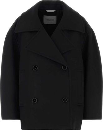 Balenciaga Korte Cocoon-jas - Dames - Mantels - Zwart - Maat: XS Katoen