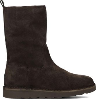 Shabbies Amsterdam Hoge ritslaarzen voor stijlvolle herfstavonturen - Dames - Enkellaarsjes - Bruin - 38 EU - Wol - Schoenen