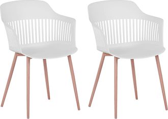 Beliani Beliani - Set 2 Sedie In Materiale Sintetico Bianco Gambe Metallo Schienale Aperto Bereca