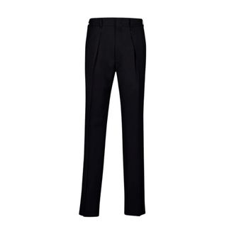 Fendi Blue Wool Cigarette Trousers with Elastic Waistband