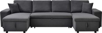 VENTE-UNIQUE.COM Sof&aacute; rinconera tela gris antracita