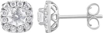Grown Brilliance 1.00 Carat 14K White Gold Round Cut Lab Grown Diamond Halo Stud Push Back Earrings for Women-Color/Clarity-G+SI