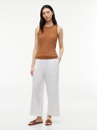 Tommy Hilfiger Womens Cotton Gauze Cropped Wide Leg Pant - Optic White - XS