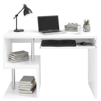 Dmora Escritorio Dgyombe, Escritorio Lineal Con Soporte Para Pc, Mesa De Oficina Multiusos, Escritorio Multiposici&oacute;n Para Ahorrar Espacio, 100% Made In Ital