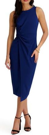 Siena My Balconia Side Knot Crepe Scuba Dress in Sapphire at Nordstrom Rack, Size Xx-Large