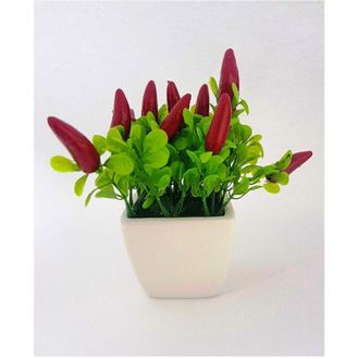 OEM Vase Ceramique Carre - 16 Cm - Decoration Interieure Et Exterieure - Piment Artificiel - 1 Piece