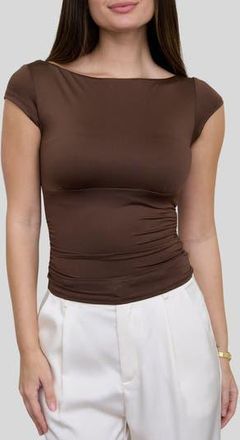 Blu Pepper Boat Neck Top in Dark Brown at Nordstrom Rack, Size Medium