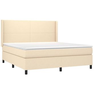vidaXL Vidaxl - Cama Box Spring Colch&oacute;n Y Luces Led Tela Crema 160x200 Cm