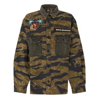 Diesel Denim Shirts, male, Multicolor, Size: 2XL Camouflage Long-sleeve Shirt