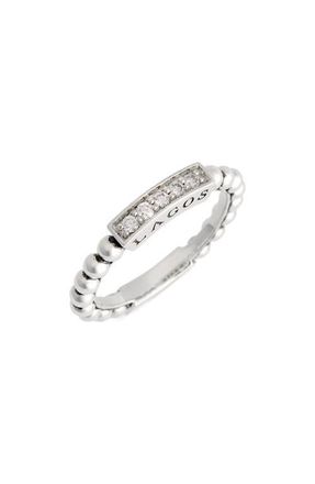 Lagos Caviar Icon Spark Diamond Stacking Ring in Silver/Diamond at Nordstrom, Size 7